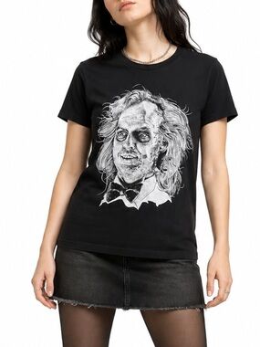 Beetlejuice Black Graphic T-Shirt Double Sided Goth Horror Grunge Size S